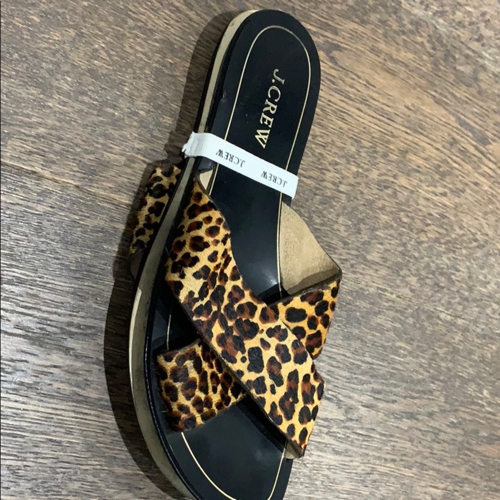 j Crew leopard print sandals.